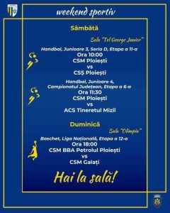 Agenda competițională a sportivilor CSM Ploiești: meciuri și întreceri importante în perioada 10–14 decembrie